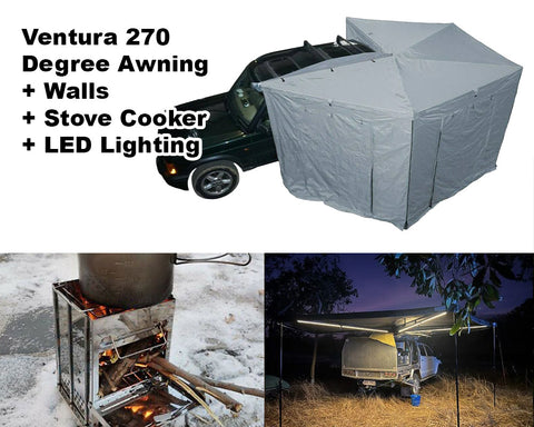 Ventura 270 Degree Awning + Walls + LED lights + Cooker (IN STOCK)