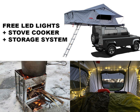Extended Ventura Deluxe 1.4 Roof Top Tent + Stove Cooker + Storage Hooks