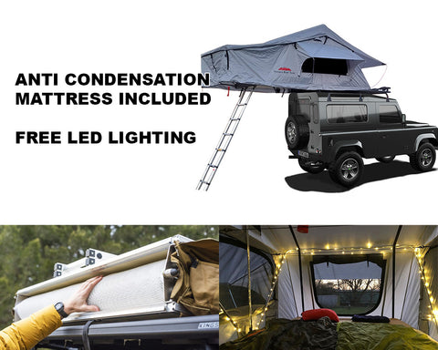 Extended Ventura Deluxe 1.4 Roof Top Tent + Extra Mattress + LED Lighting