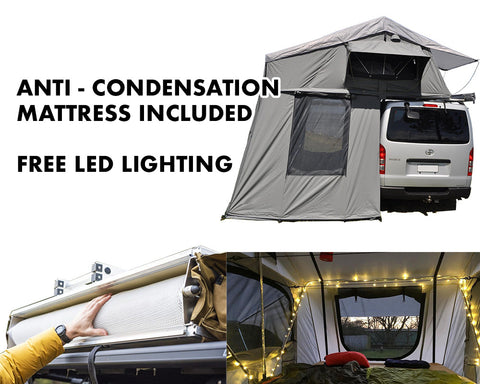 Extended Ventura Deluxe 1.4 Roof Top Tent + Annex + Extra Mattress + LED Lighting